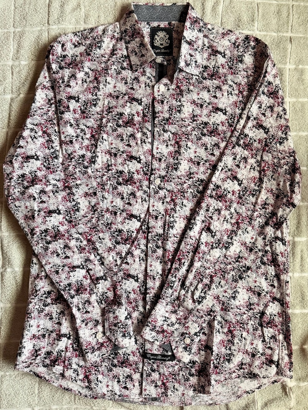 English Laundry White, Black & Pink Abstract Print Button-Down Shirt